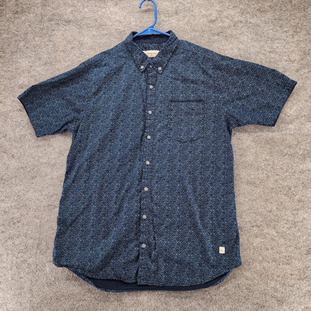 Depart West Buckle Shirt Womens Large Button Down Short Sleeve Blue